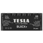 Батарейки Tesla BLACK AA+ 24 ks Alkaline AA (LR06, пальчиковая, термоусадочная плёнка/24 ks) - изображение