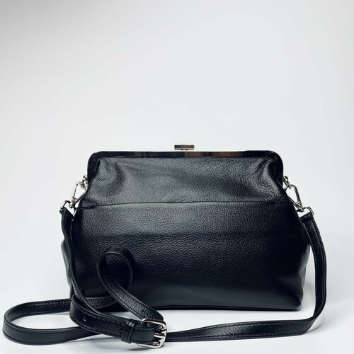 фото Сумка саквояж классическая, натуральная кожа, черный нет бренда