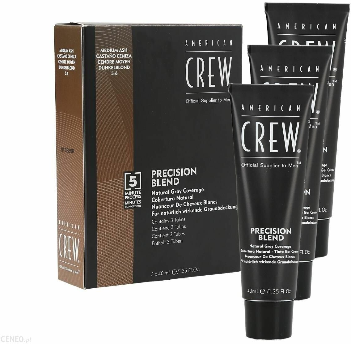 Камуфляж для седых волос пепельный оттенок - American Crew Precision Blend 5-6 Medium Ash 3x40 мл