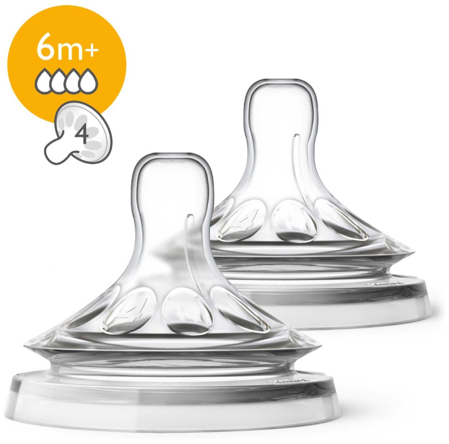 Соска силиконовая Philips Avent Natural, от 6 мес., быстрый поток, 2 шт. (SCF044/27) - фото №1