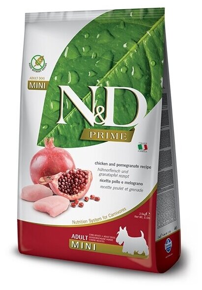 Farmina N&D Dog Chicken & Pomegranate Adult Mini корм для взрослых собак мелких пород Цыпленок и гранат, 800 г.