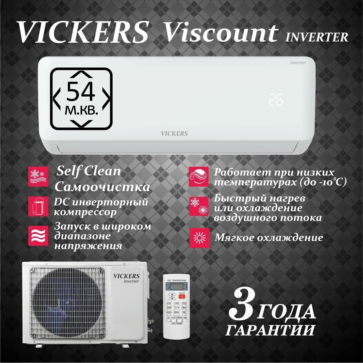 Сплит-система Vickers VCI-A18HE Viscount Inverter - фотография № 4