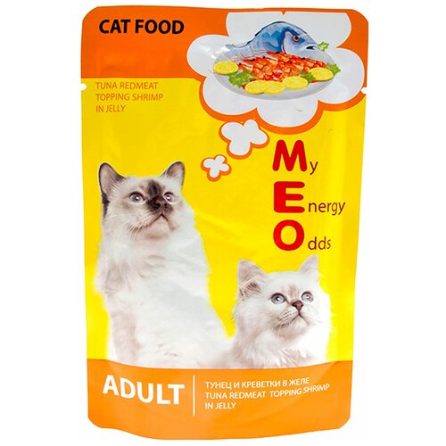 Пауч Ме-О Adult для кошек №9 Тунец и Креветки в желе 80г