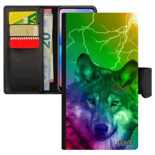 фото Чехол книжка на мобильный iphone 6 6s plus, "дикий волк" хищник хаски utaupia