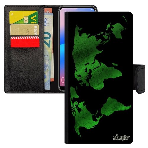 фото Чехол-книжка для мобильного хуавей p20 про оригинальный дизайн карта мира материк география utaupia