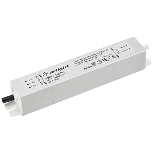 Блок питания ARPV-24020-B (24V, 0.8A, 20W) (ARL, IP67 Металл, 3 года)