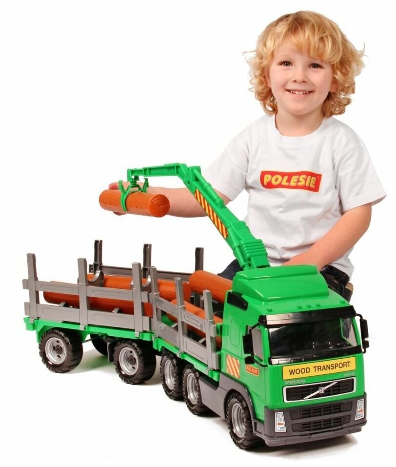 Детский большой лесовоз автопоезд машина Volvo с прицепом (74 см)