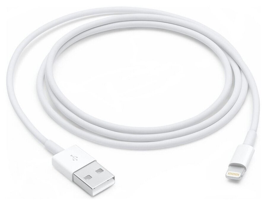 Кабель USB - Lightning для IPhone и IPad 1 метр / зарядка для Apple / в коробке / белый