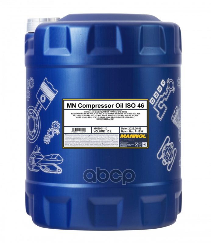 2901-10 Mannol Compressor Oil Iso 46 10 Л Минеральное Масло Для Воздушных Компрессоров MANNOL арт. MN2901-10