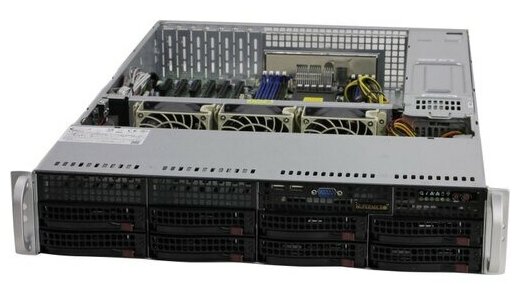 Сервер Supermicro SuperServer 6029P-TRT без процессора/без ОЗУ/без накопителей/количество отсеков 35" hot swap: 8/2 x 1000 Вт/LAN 10 Гбит/c