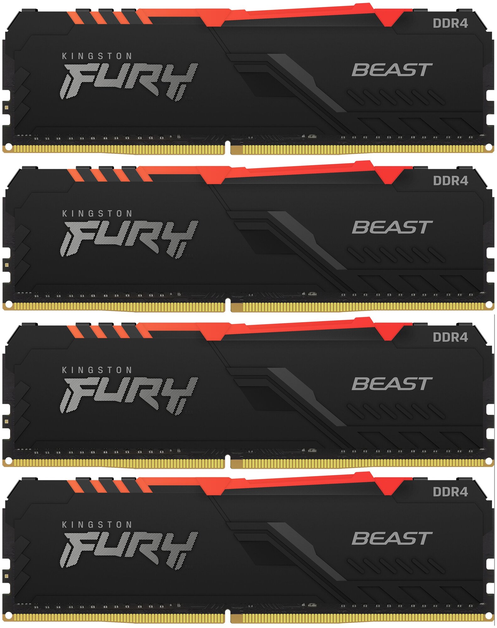 Оперативная память KINGSTON FURY Beast RGB DIMM DDR4 32GB (4x8GB) 3600MHz (KF436C17BBAK4/32)