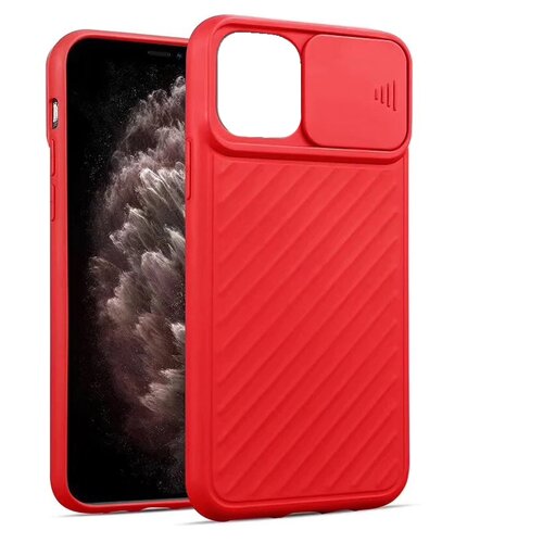 Чехол силиконовый для iPhone 12 / 12 Pro 6.1 со шторкой для камеры красный накладка силикон для iphone 12 12 pro со шторкой для камеры чёрная