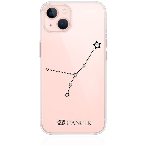 Прозрачный силиконовый чехол с кристаллами Lux для iPhone 13 Знак зодиака Рак Cancer для Айфон 13