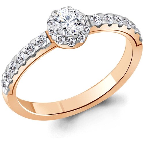 фото Золотое кольцо aquamarine 632821а с фианитом diamant-online