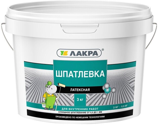 Шпатлевка готовая лакра латексная 3кг, арт. шпва3