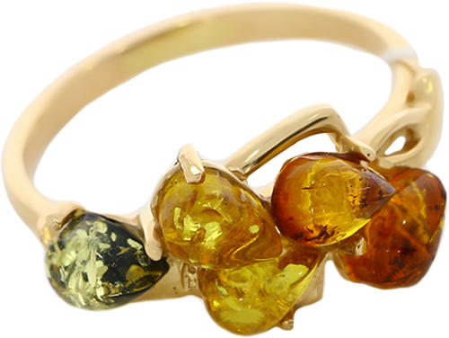 Кольцо Diamant online, золото, 585 проба, янтарь, размер 17.5, оранжевый