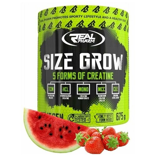 фото Креатиновый комплекс real pharm size grow, 675г клубника-арбуз / спортивное питание для набора мышечной массы