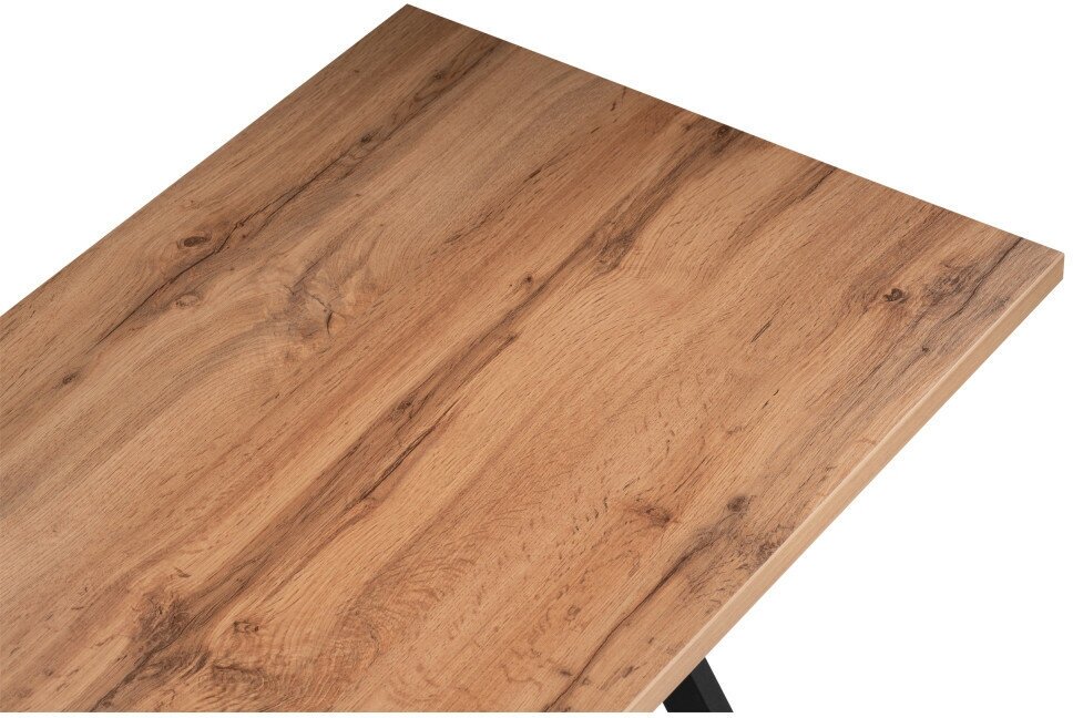 Стол обеденный WOODVILLE деревянный Алеста Лофт 120 25 мм дуб вотан / черный матовый - фотография № 4