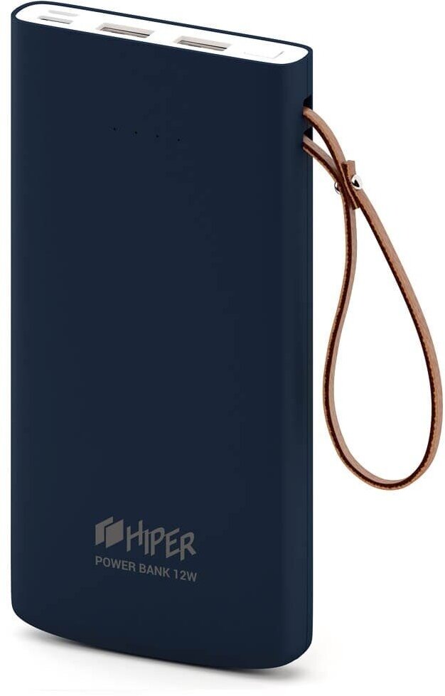 Внешний аккумулятор HIPER TRAVEL 10K Li-Pol 10000 mAh Soft-touch 2.4A+1.5A 2xUSB 1xType-C синий