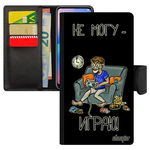 фото Чехол-книжка на мобильный iphone x, "не могу - играю!" гик видеоигра utaupia