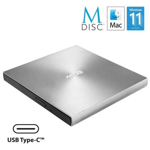 Оптический привод DVD-RW ASUS SDRW-08U8M-U, внешний, USB Type-C, серебристый, Ret [sdrw-08u8m-u/sil/g/as/p2g]