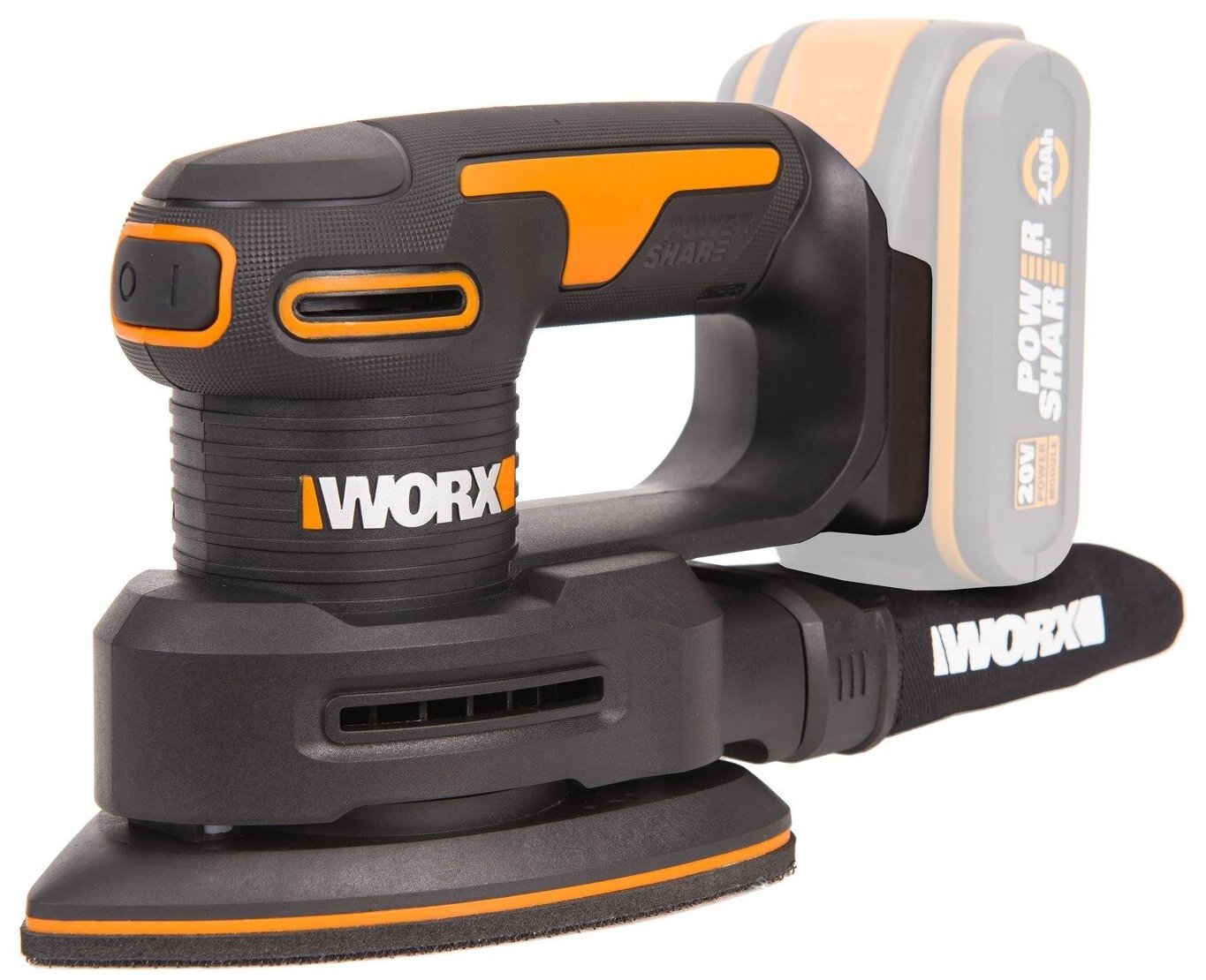 Аккумуляторная дельто-шлифовальная машина WORX WX822.9 20В, без АКБ и ЗУ