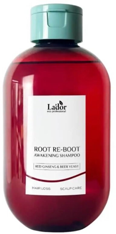 Шампунь Lador Root Re-Boot Awakening Shampoo (Red Ginseng & Beer Yeast) против выпадения волос для сухих и тусклых волос, 300 мл