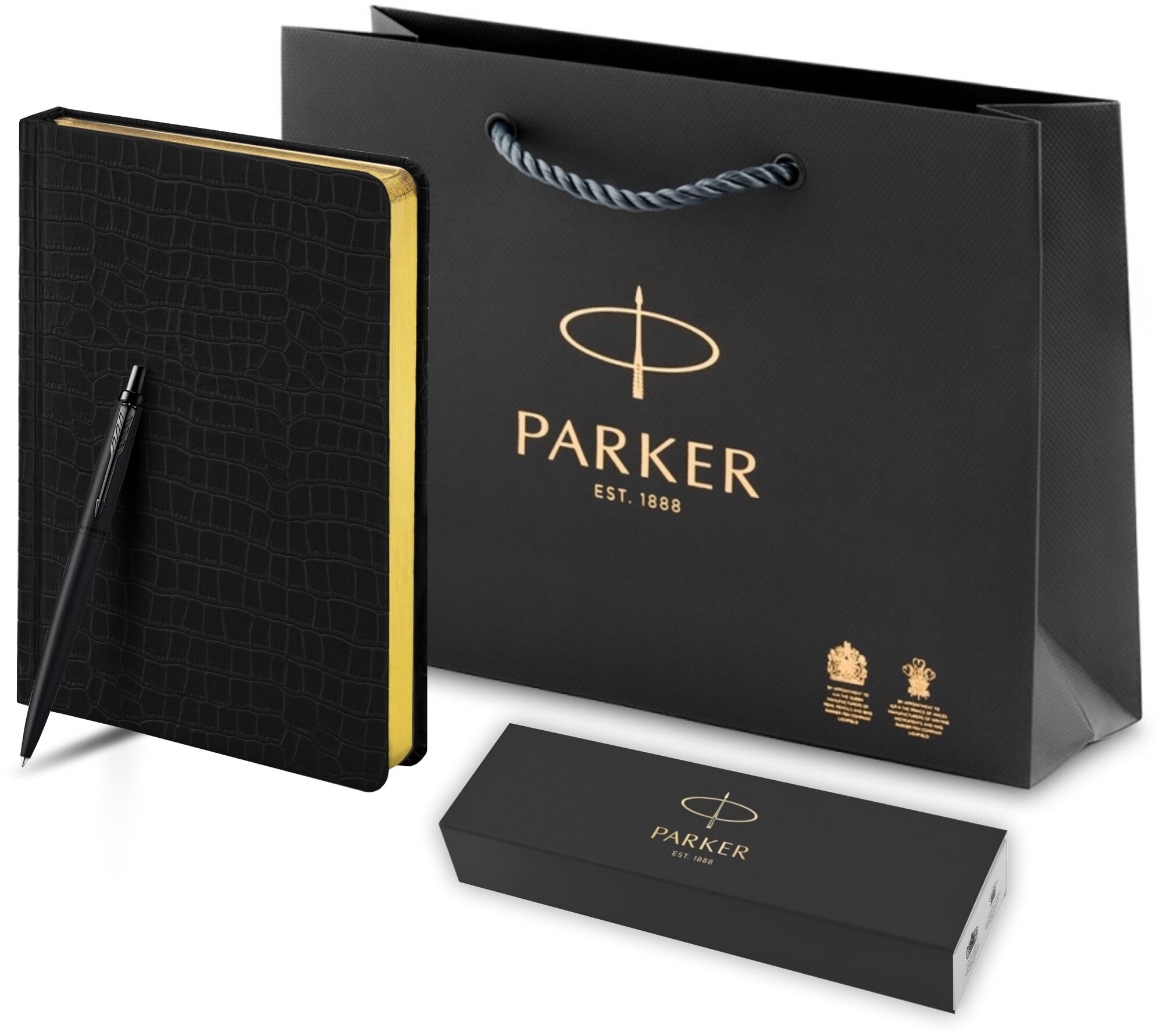 Подарочный набор: Шариковая ручка Parker Jotter XL SE20 Monochrome в подарочной упаковке и ежедневник недатированный черный