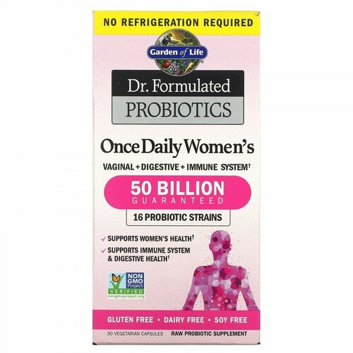 Купить Garden of Life, Dr. Formulated Probiotics, пробиотики, одна таблетка в день для женщин, 30 вегетарианских капсул, Гарден оф Лайф, female