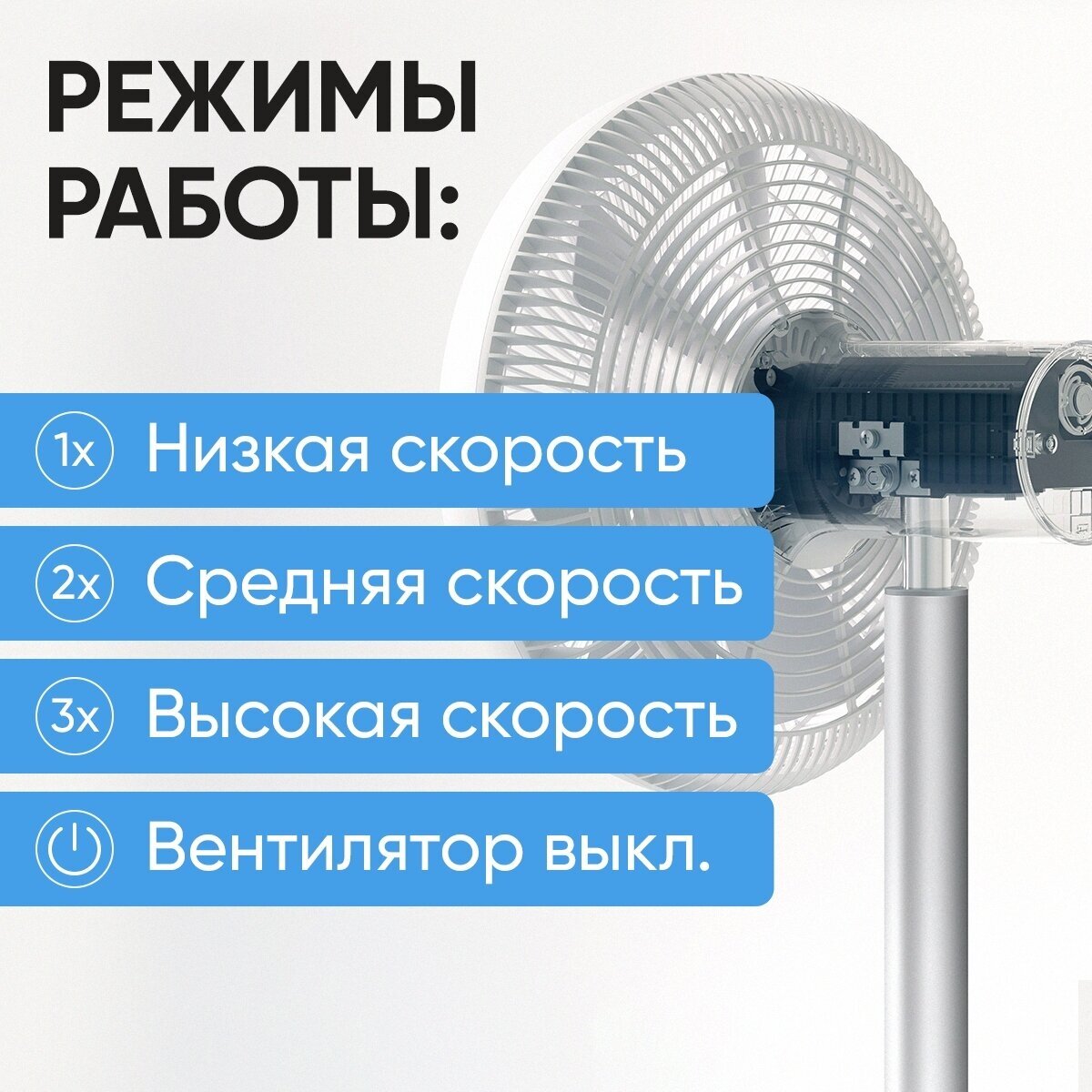 вентилятор напольный SMARTMI Standing Fan 3 с аккумулятором белый - фото №7