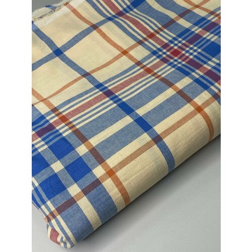 Ткань на отрез хлопок со льном в клетку для белья ПЛ64