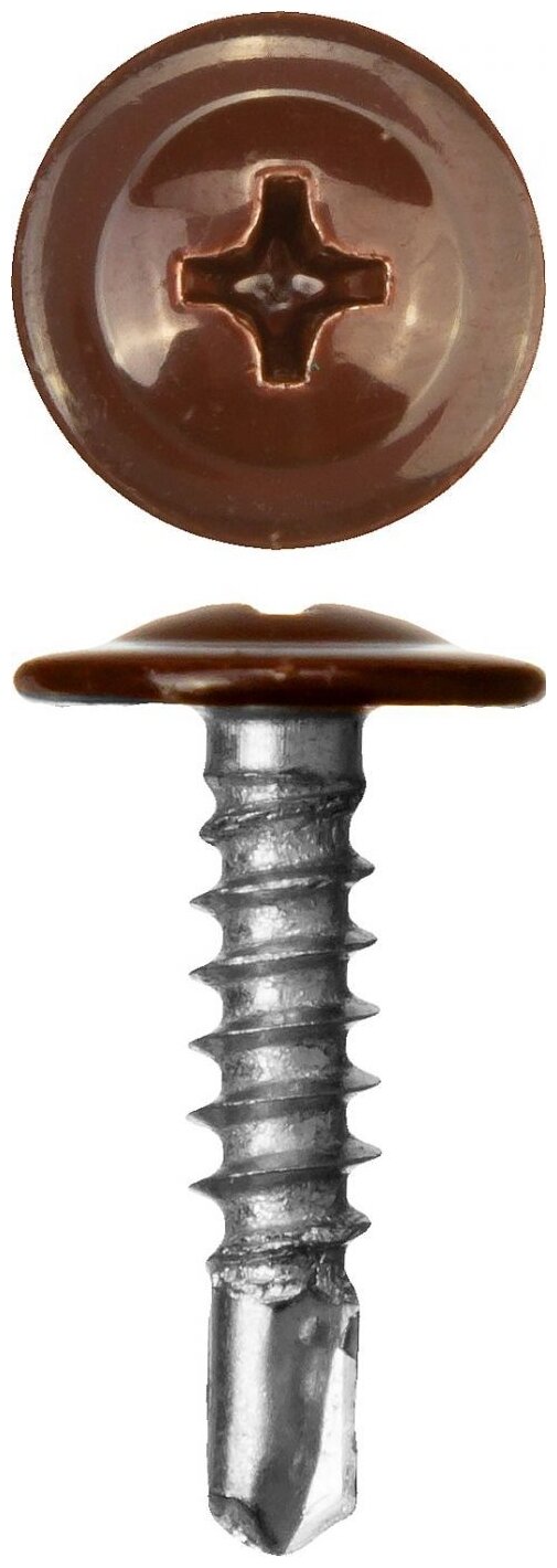 Саморезы с прессшайбой и сверлом для листового металла ЗУБР ПШМ-С шоколадно-коричневый 19 х 4.2 мм 450 шт. 300211-42-019-8017