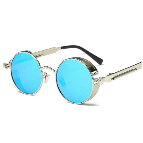 Солнцезащитные очки , серебряный, голубой солнцезащитные очки alberto casiano mia silver серебристый