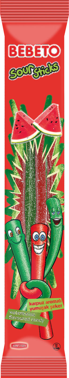 Мармелад жевательный Bebeto Sour Sticks вкус арбуза 35г Турция