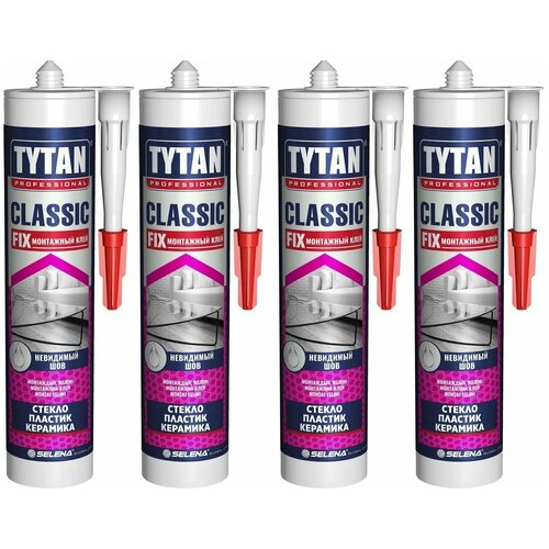 клей монтажный tytan professional classic fix прозрачный 310 мл 2 шт Монтажный клей Tytan Professional Classic Fix 310 мл, 4 шт