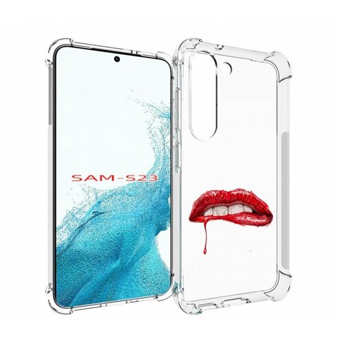 Чехол MyPads яркие красные губы для Samsung Galaxy S23 задняя-панель-накладка-бампер