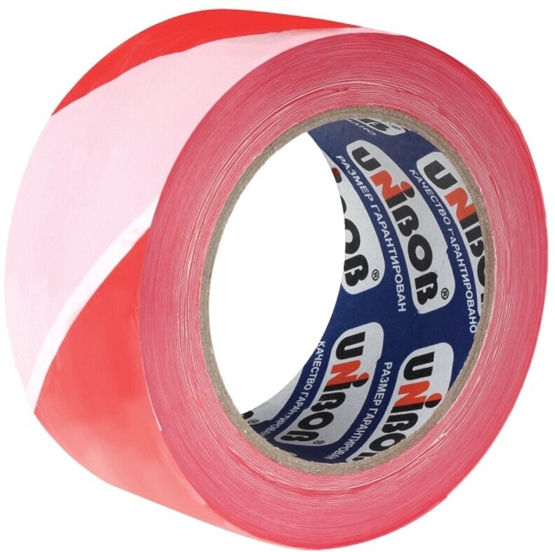 Клейкая лента UNIBOB сигнальная 70 мм 150 м красно-белая (45247)