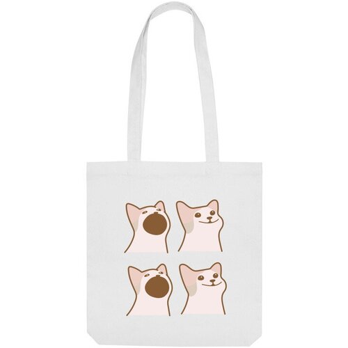 Сумка шоппер Us Basic, белый мужская футболка мем котик pop cat s красный