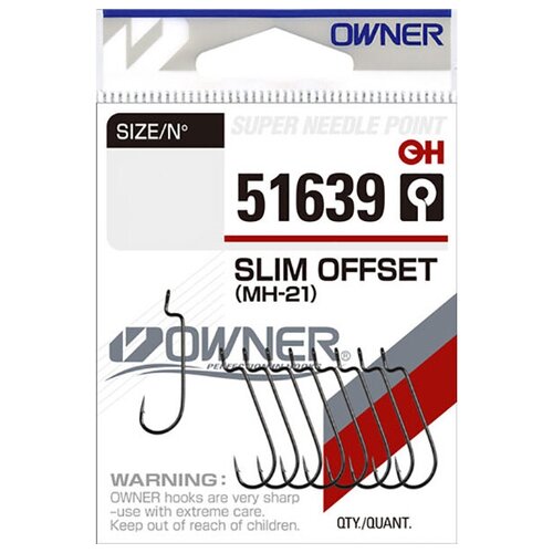 Owner Крючок офсетный OWNER 51639 SLIM OFFSET BC (Размер # 10; 10шт Black Chrome) крючок owner 51639 slim offset 12