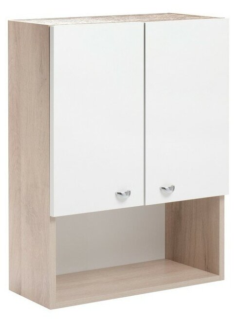 Шкаф для ванной комнаты "Вега 6004" белый/Дуб Сонома, 60 х 24 х 80 см