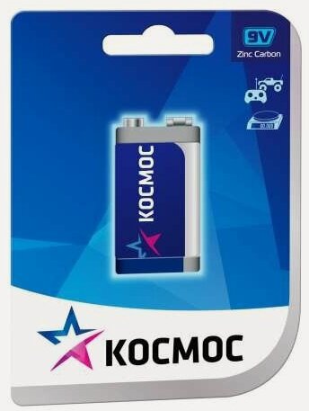 Изображение товара Элемент питания солевой "крона" 6F22 (1S) космос KOC6F22