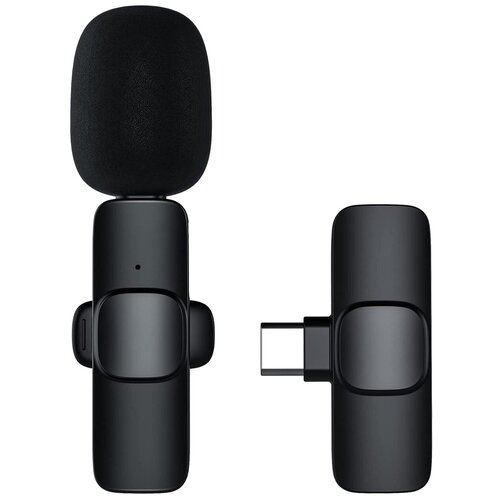 Петличный беспроводной микрофон для интервью Lightning / Lightning для телефона и компьютера по Bluetooth, петличка с клипсой, блютуз, черный