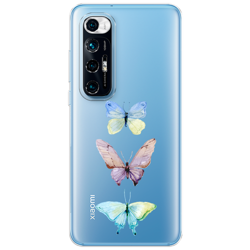 Силиконовый чехол на Xiaomi Mi 10S / Сяоми Ми 10S Акварельные бабочки, прозрачный силиконовый чехол на xiaomi mi 10s сяоми ми 10s мышка прозрачный