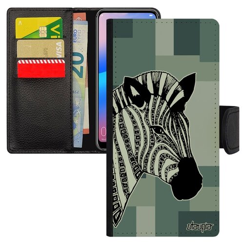 фото Чехол-книжка на смартфон huawei p20 pro французский дизайн зебра лошадь африка utaupia