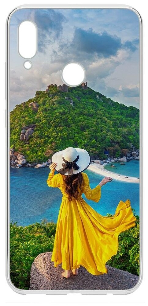 Чехол-накладка Krutoff Clear Case Платье летнее женское для Huawei P Smart (2019)