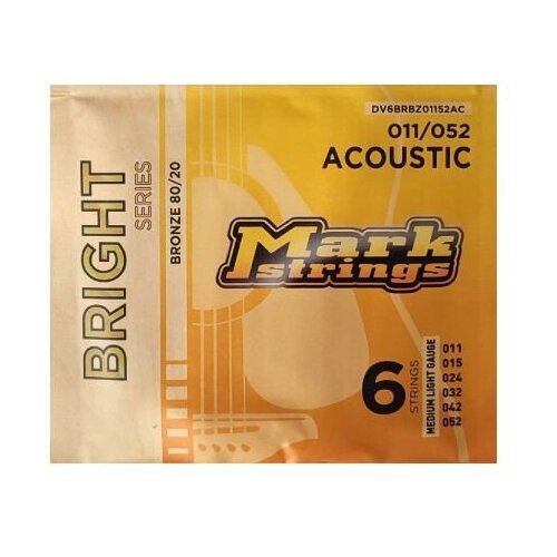 Markbass Bright Series DV6BRBZ01152AC струны для акустической гитары, 11-52, бронза 80/20