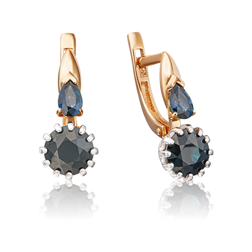 Серьги PLATINA, комбинированное золото, 585 проба, сапфир
