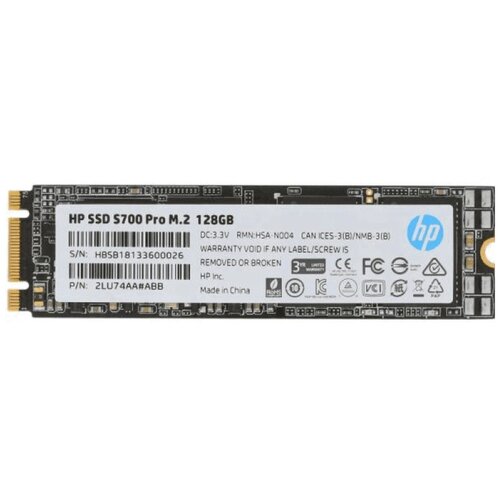 Внутренний SSD M.2 HP 128Gb S700 Pro Series /2LU74AA#ABB/ (SATA3, up to 563/436MBs, 3D NAND, DRAM, 80TBW, 22х80mm)