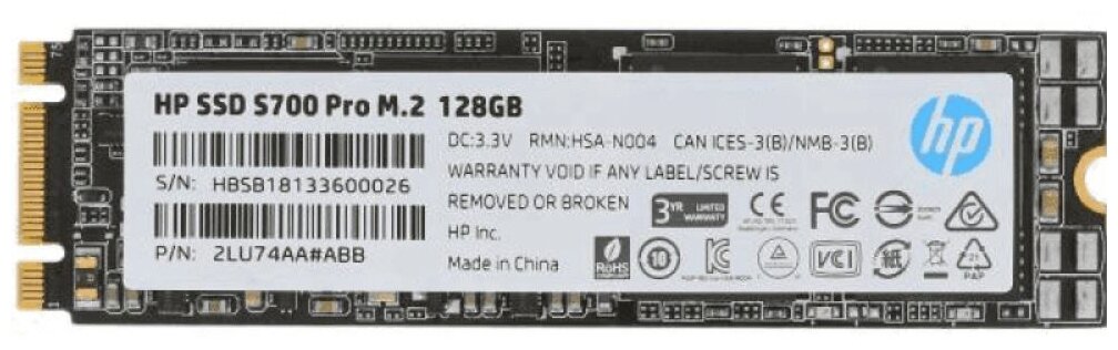 SSD диск HP M.2 2280 S700 Pro 128 Гб SATA III 3D TLC (2LU74AA#ABB)