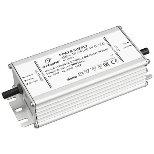 Блок питания Arlight ARPV-UH24100-PFC-55C (24V, 4.2A, 100W) блок питания arpv uh24100 pfc 55c 24v 4 2a 100w arlight ip67 металл 5 лет